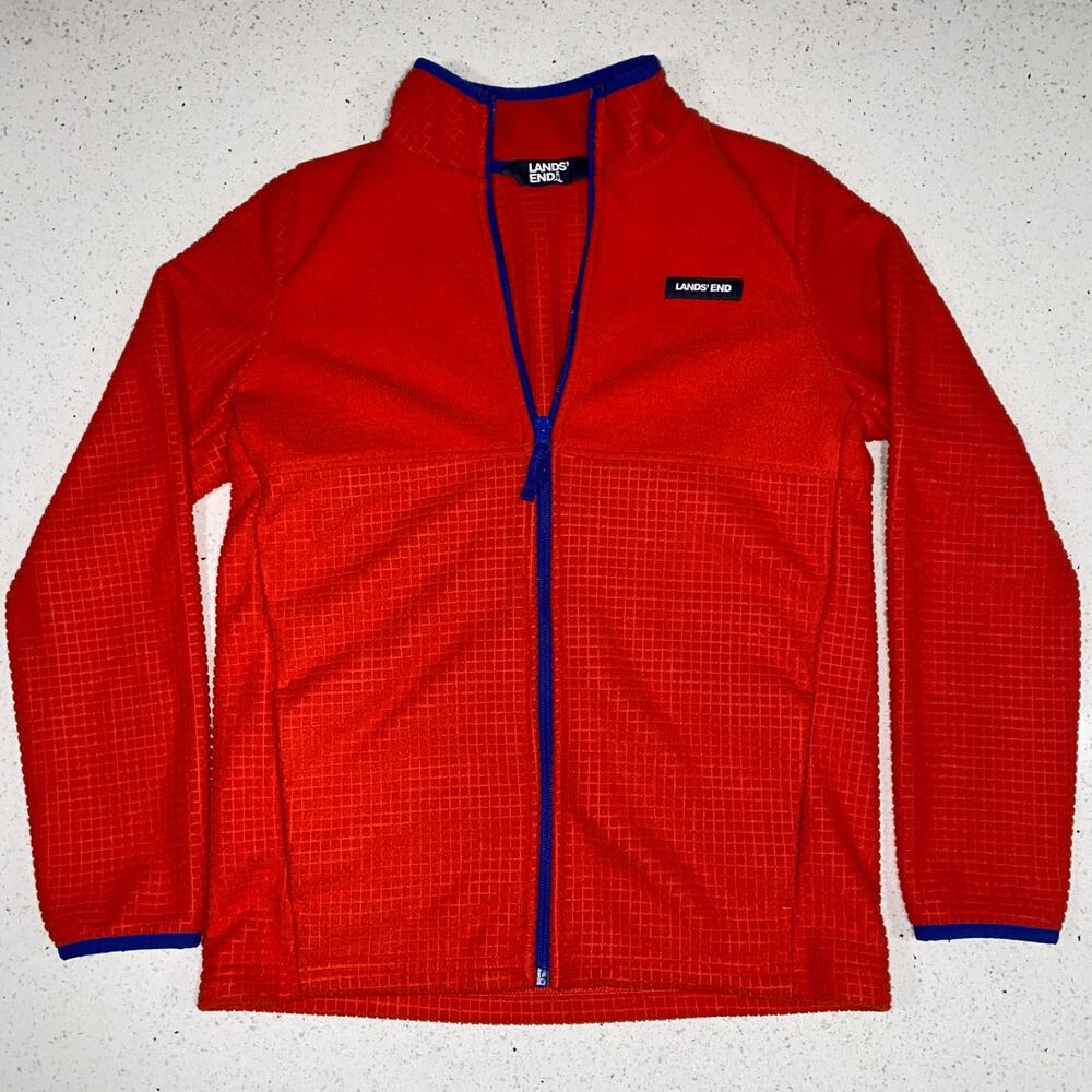 Land’s End Boys 14-16/XL Fleece Jacket, Orange and Blue